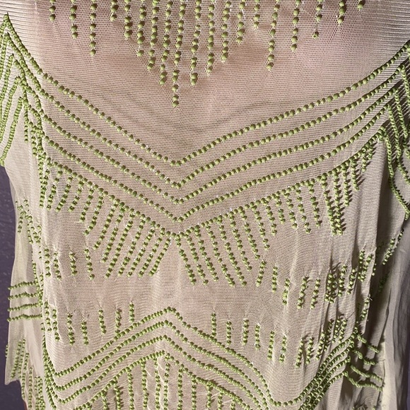 ALTAR’D STATE - tank: beaded sheer green toned w button down rear - L - Picture 11 of 16